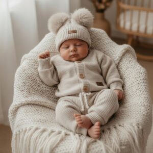 3-delige gebreide baby set beige | Maat 56/62 | Comfort & stijl