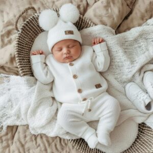 3-delige gebreide baby set wit | Maat 56/62 | Tijdloos & comfortabel