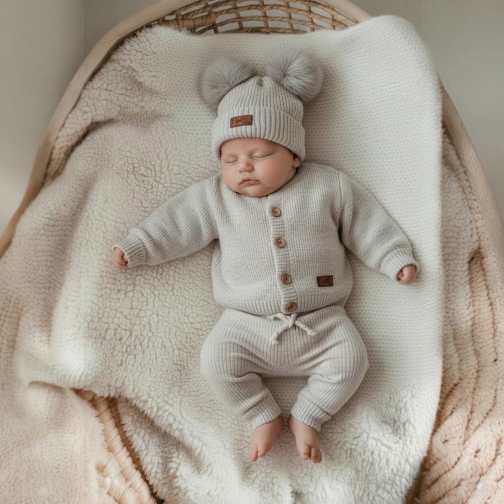 3-delige gebreide baby set beige | Maat 56/62 | Comfort & stijl - Afbeelding 3