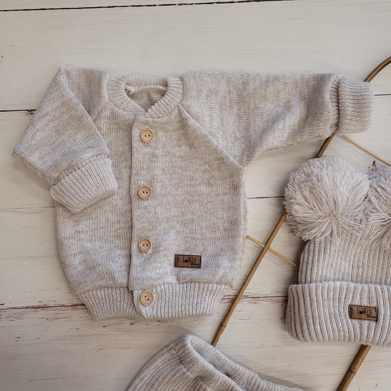 3-delige gebreide baby set beige | Maat 56/62 | Comfort & stijl - Afbeelding 2