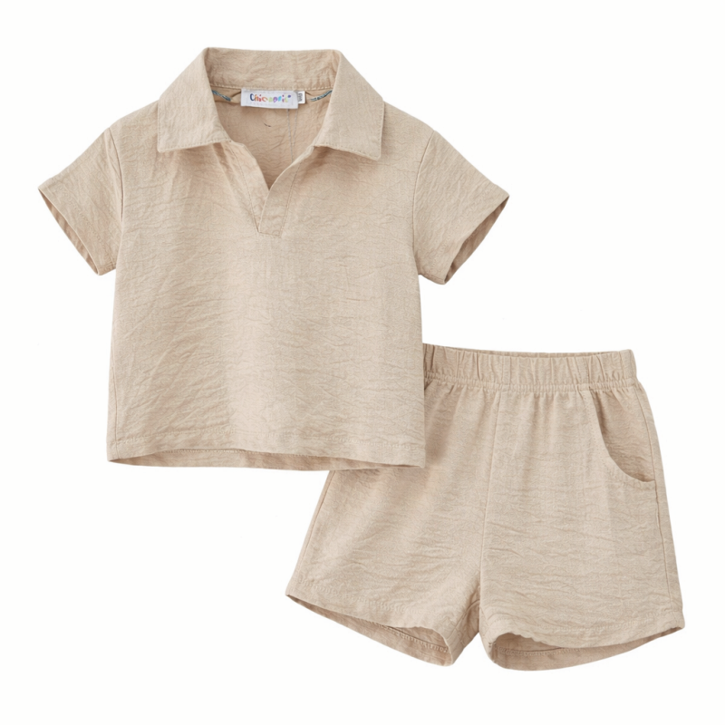 Jongens zomer set beige | Summer fit 2-delig maat 56/62 t/m 98/104 - Afbeelding 3