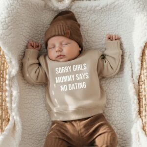 Jongens sweater Mommy Says No Dating – grappige trui meerdere kleuren maat 56 t/m 104