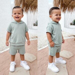 Soft Hoodie set sage – baby & peuter set (maat 56 t/m 104)