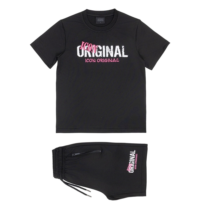 Icon Pink Rebel set – Jongens set zwart/roze – maat 104 t/m 164 - Afbeelding 2