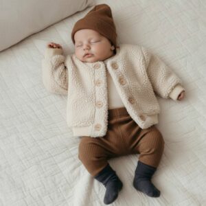 Baby teddy jasje beige | Zyzio & Zuzia | Maat 56 t/m 74