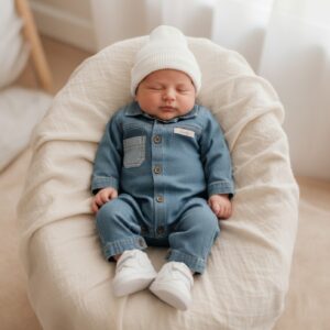 Blue Denim Button Boxpakje voor Baby’s | 0-3 t/m 6-9 Maanden