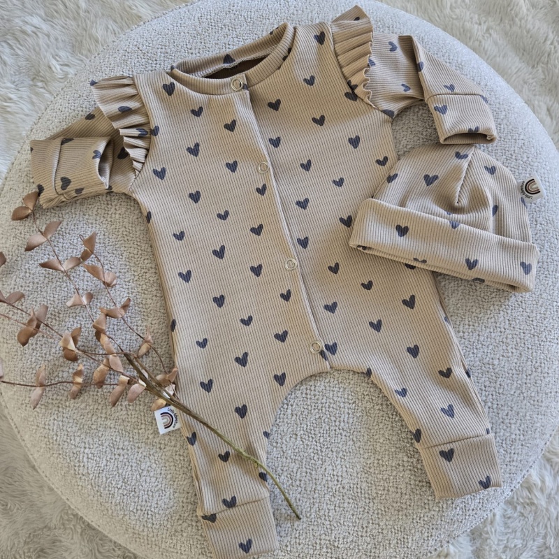 Little Adventure boxpakje rib hartjes bruin - Afbeelding 2