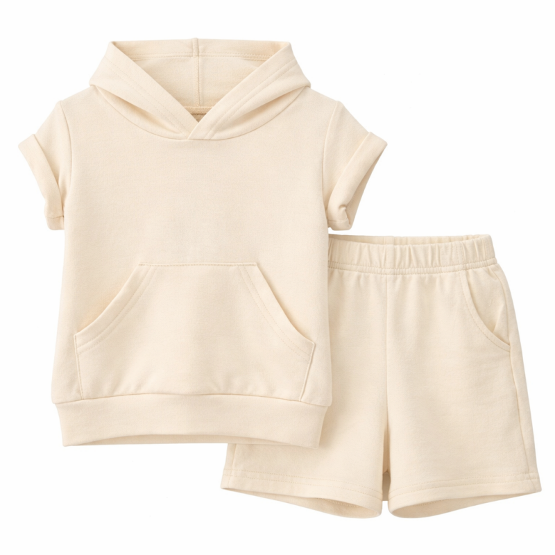 Soft Hoodie set crème – baby & peuter set (maat 56 t/m 104) - Afbeelding 2