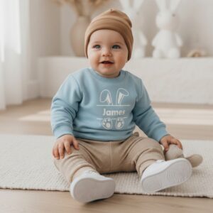 Jongens paastrui met naam, oren & voetjes | Katoen | Maat 56–104