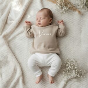 Naam Shirt Kind Retro Letters – Gepersonaliseerd 100% Katoen Maat 50 t/m 104