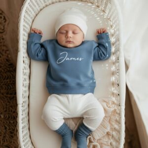 Naam Trui Kind Retro Letters – Gepersonaliseerde Sweater 100% Katoen Maat 50 t/m 104