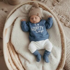 Paassweater “Hippity Hop” van katoen | Maat 56–104