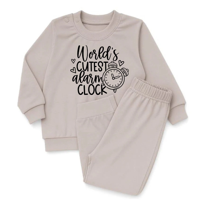 Unisex pyjama baby & kind World’s Cutest Alarmclock – 2-delig | Maat 56 t/m 110 - Afbeelding 4