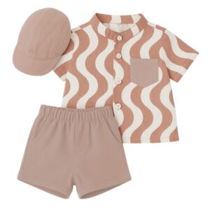 Set jongens terracotta witte golven