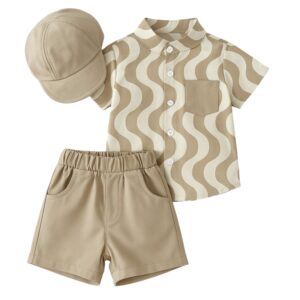 Set jongens beige witte golven