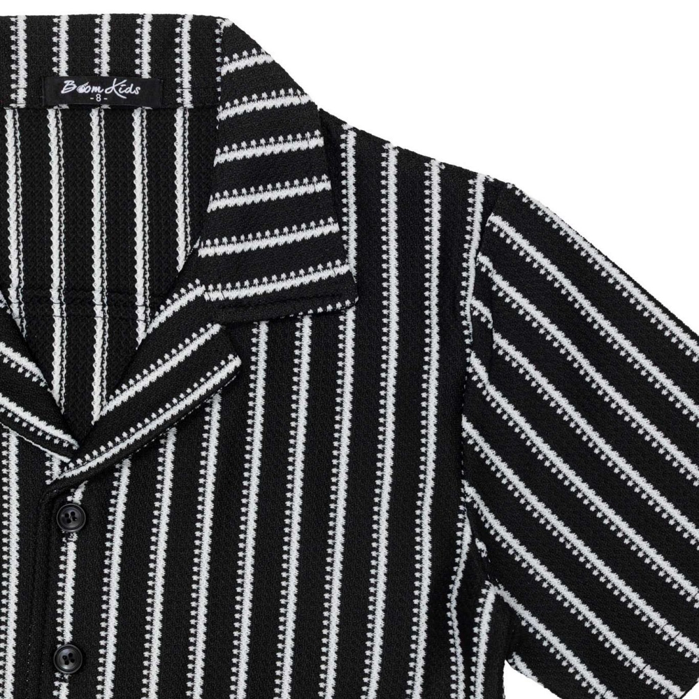 Icon Black Stripe Summer Set Zomerse jongens set zwart wit - 104 t/m 158 - Afbeelding 3
