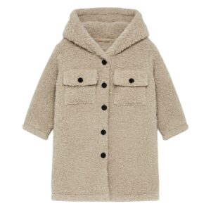 Teddy long jacket vest beige