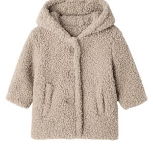 Teddy bouclé long jacket beige (kleine maatjes)