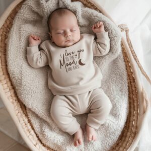 Unisex pyjama I love you to the moon and back – 100% katoen – maat 56 t/m 110