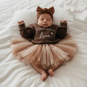 Unisex sweater Hello My Name Is – gepersonaliseerde trui maat 56 t/m 104