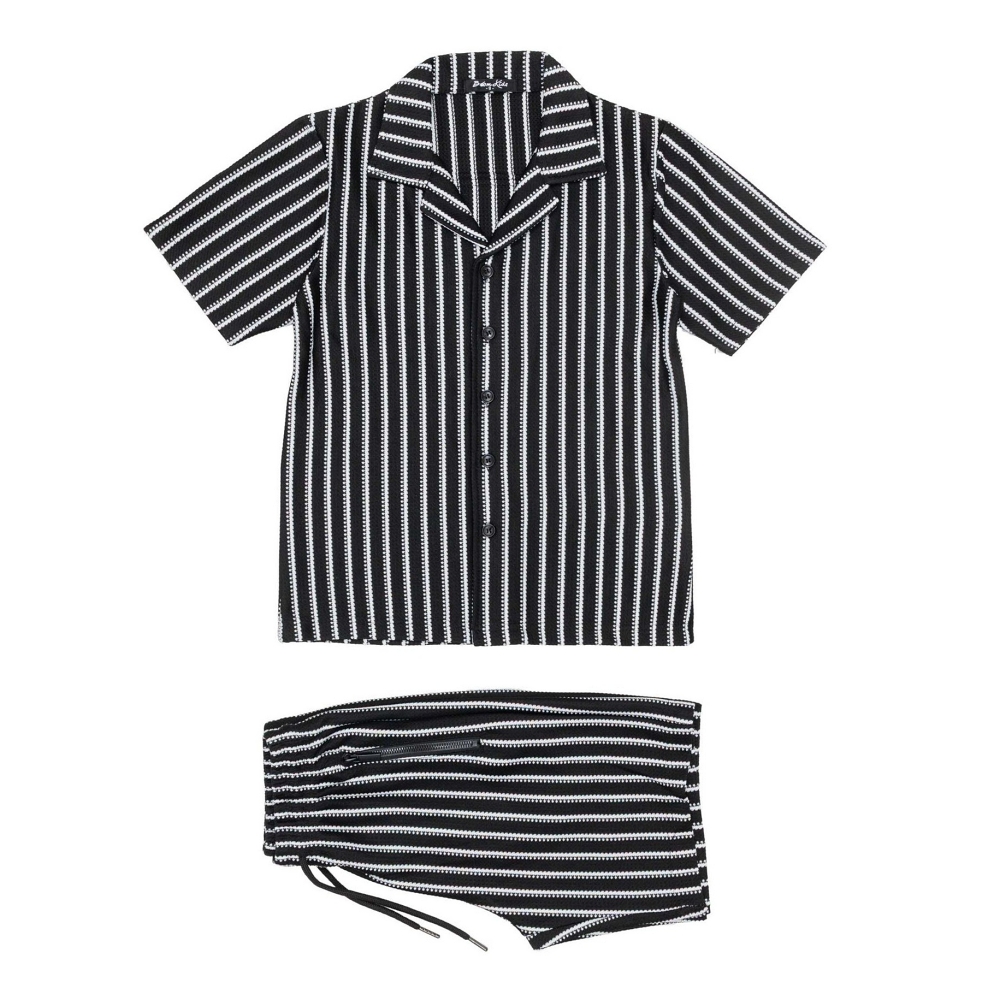 Icon Black Stripe Summer Set Zomerse jongens set zwart wit - 104 t/m 158 - Afbeelding 2